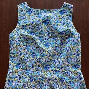 Vintage Mini Dress Size 14 90s CDC Periwinkle Blue‎ White Floral Design Cotton